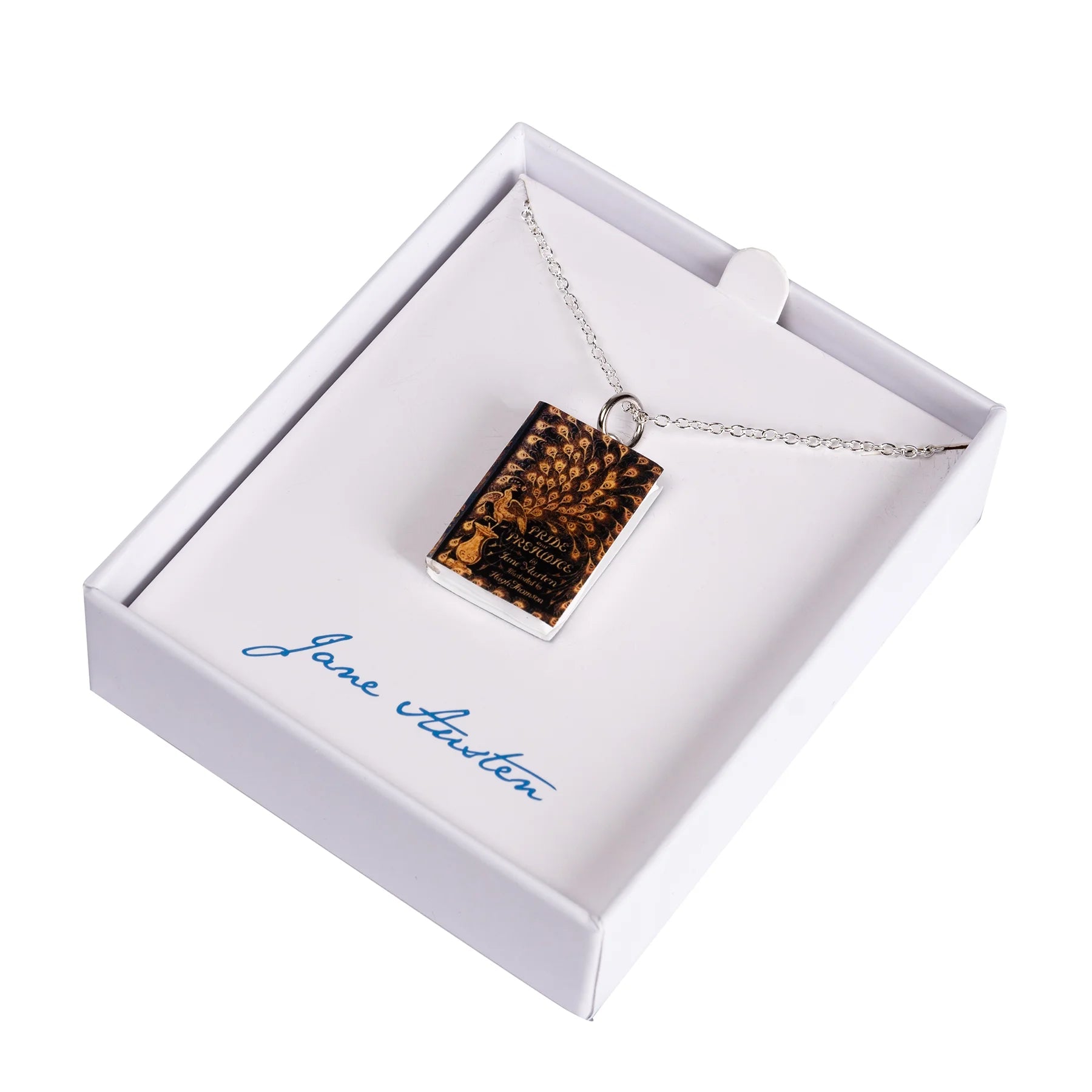 Pride and Prejudice Book Cover Necklace in White Box